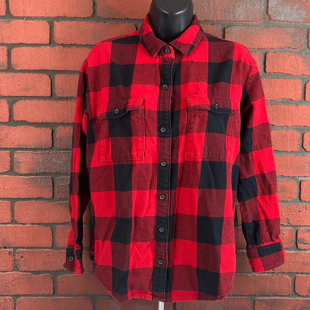Old Navy Shirt Womens Medium Buffalo Plaid Flannel‎ Button Down